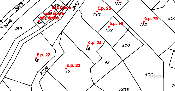 Vysoká Pec 24, Bohutín na parcele st. 14 v KÚ Vysoká Pec u Bohutína, Katastrální mapa