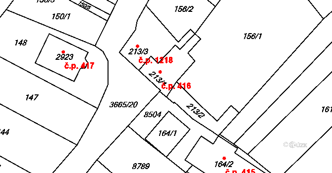 Veselí nad Moravou 416 na parcele st. 213/1 v KÚ Veselí-Předměstí, Katastrální mapa