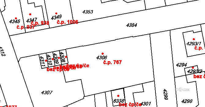 Kročehlavy 767, Kladno na parcele st. 4306 v KÚ Kročehlavy, Katastrální mapa