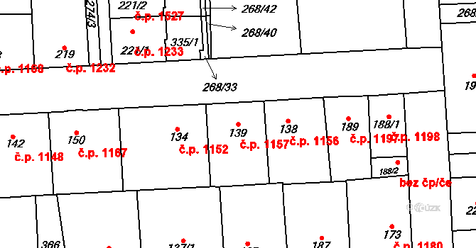 Švermov 1157, Kladno na parcele st. 139 v KÚ Hnidousy, Katastrální mapa