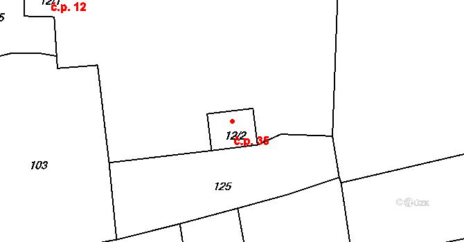 Bechyňská Smoleč 35, Sudoměřice u Bechyně na parcele st. 12/2 v KÚ Bechyňská Smoleč, Katastrální mapa