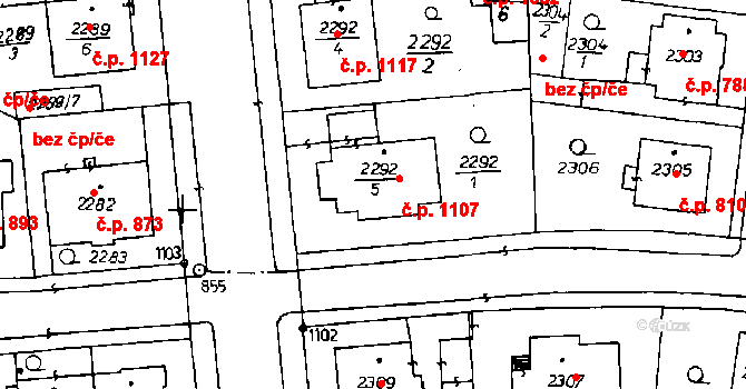 Poděbrady III 1107, Poděbrady na parcele st. 2292/5 v KÚ Poděbrady, Katastrální mapa