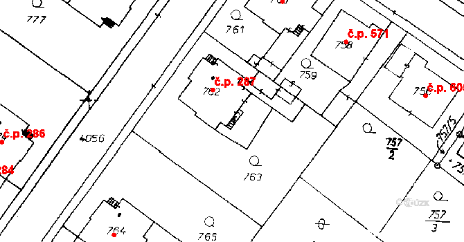 Poděbrady II 287, Poděbrady na parcele st. 762 v KÚ Poděbrady, Katastrální mapa