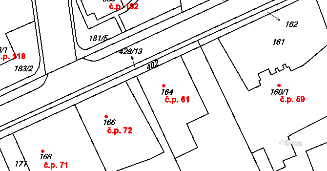 Syrovátka 61 na parcele st. 164 v KÚ Syrovátka, Katastrální mapa