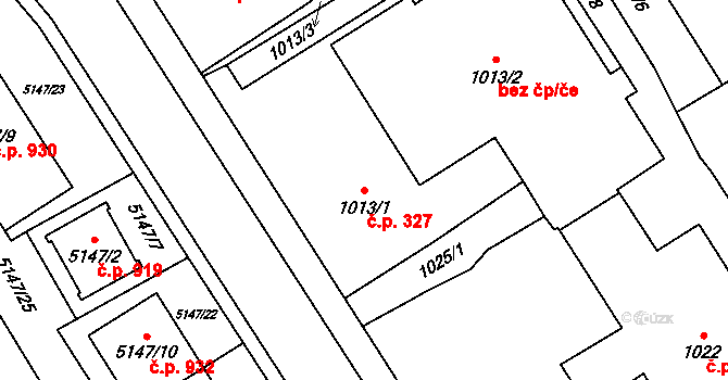 Návsí 327 na parcele st. 1013/1 v KÚ Návsí, Katastrální mapa