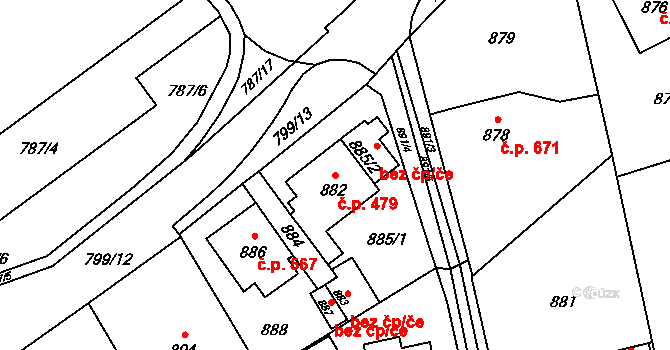 Vendryně 479 na parcele st. 882 v KÚ Vendryně, Katastrální mapa