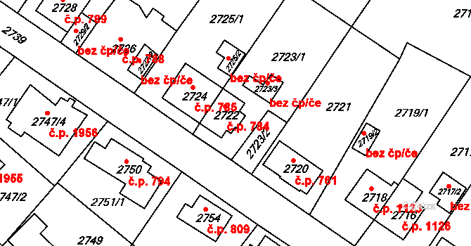 Sokolov 784 na parcele st. 2722 v KÚ Sokolov, Katastrální mapa