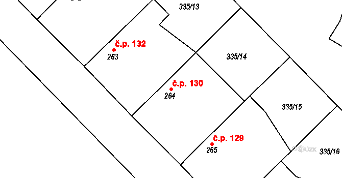 Struhy 130, Čachovice na parcele st. 264 v KÚ Struhy, Katastrální mapa