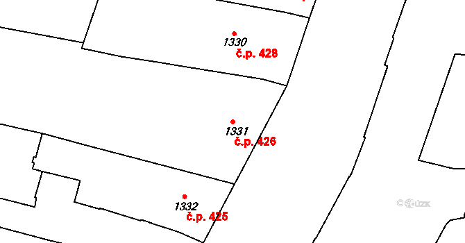 Nové Město 426, Praha 20 na parcele st. 1331/3 v KÚ Nové Město, Katastrální mapa