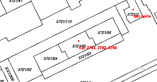 Záběhlice 2782,2783,2784, Praha na parcele st. 5721/55 v KÚ Záběhlice, Katastrální mapa