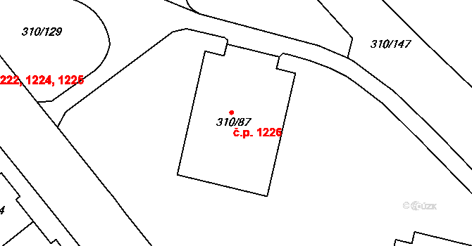 Michle 1226, Praha na parcele st. 310/87 v KÚ Michle, Katastrální mapa