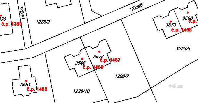 Vrchlabí 1467 na parcele st. 3578 v KÚ Vrchlabí, Katastrální mapa