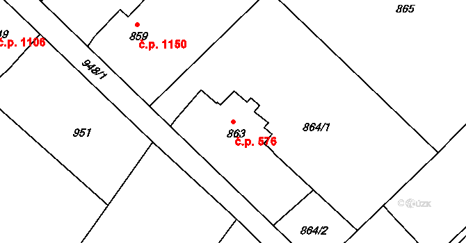 Rumburk 1 576, Rumburk na parcele st. 863 v KÚ Rumburk, Katastrální mapa