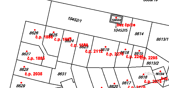 Jižní Předměstí 2112, Plzeň na parcele st. 8623 v KÚ Plzeň, Katastrální mapa