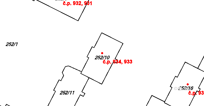 Lobzy 933,934, Plzeň na parcele st. 252/11 v KÚ Lobzy, Katastrální mapa