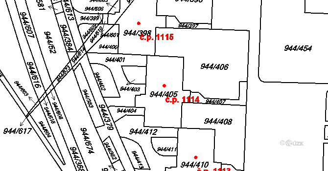 Šumbark 1114, Havířov na parcele st. 944/405 v KÚ Šumbark, Katastrální mapa