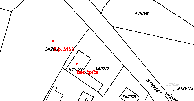 Strašnice 117, Praha na parcele st. 3427/2 v KÚ Strašnice, Katastrální mapa