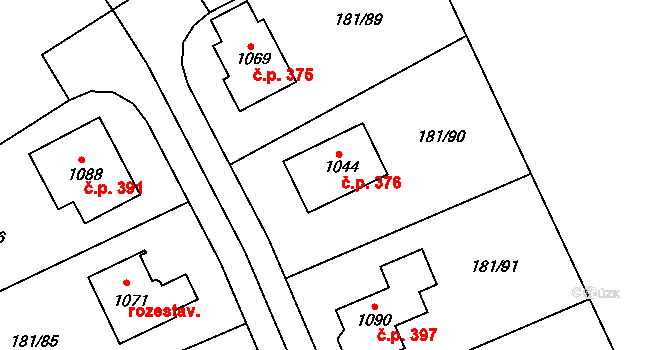 Louňovice 376 na parcele st. 1044 v KÚ Louňovice, Katastrální mapa
