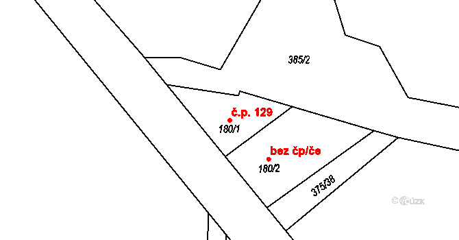 Dětřichov nad Bystřicí 129 na parcele st. 180/1 v KÚ Dětřichov nad Bystřicí, Katastrální mapa