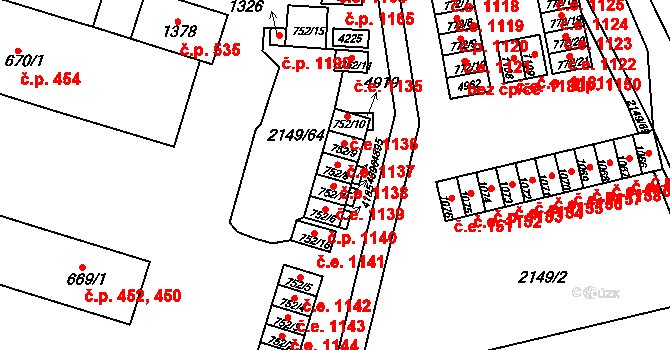 Dědice 1138, Vyškov na parcele st. 752/8 v KÚ Dědice u Vyškova, Katastrální mapa