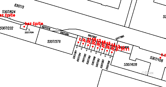 Přerov I-Město 3117, Přerov na parcele st. 5307/384 v KÚ Přerov, Katastrální mapa