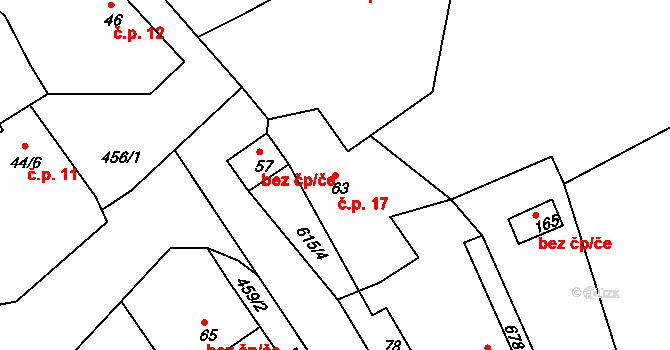Obora u Cerhonic 17, Cerhonice na parcele st. 63 v KÚ Cerhonice, Katastrální mapa