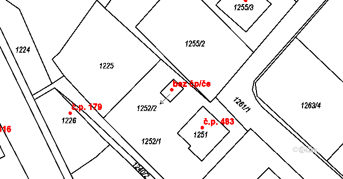 Hodslavice 38930102 na parcele st. 1252/2 v KÚ Hodslavice, Katastrální mapa