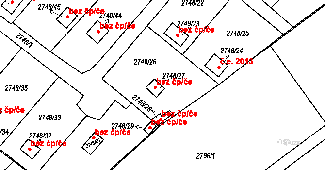 Teplice 39155102 na parcele st. 2748/27 v KÚ Teplice, Katastrální mapa