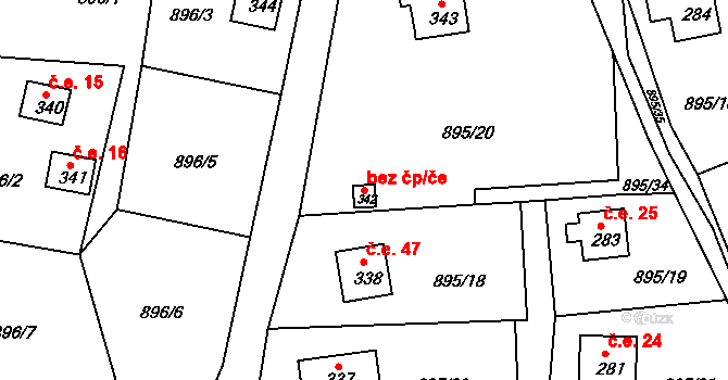 Jarcová 39572102 na parcele st. 342 v KÚ Jarcová, Katastrální mapa