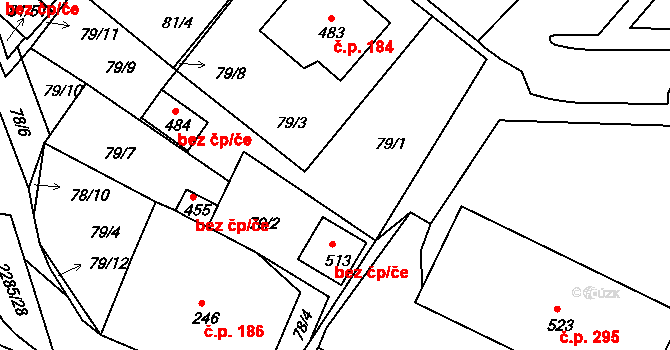 Přimda 44032102 na parcele st. 513 v KÚ Přimda, Katastrální mapa