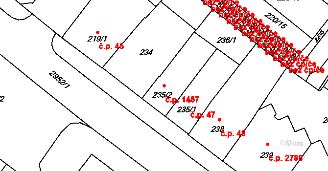 Předměstí 1457, Opava na parcele st. 235/2 v KÚ Opava-Předměstí, Katastrální mapa
