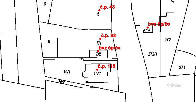 Počenice-Tetětice 48204102 na parcele st. 7/2 v KÚ Tetětice, Katastrální mapa