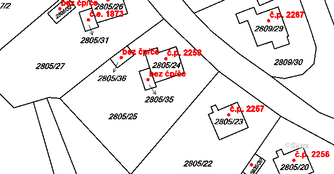 Teplice 49182102 na parcele st. 2805/35 v KÚ Teplice, Katastrální mapa