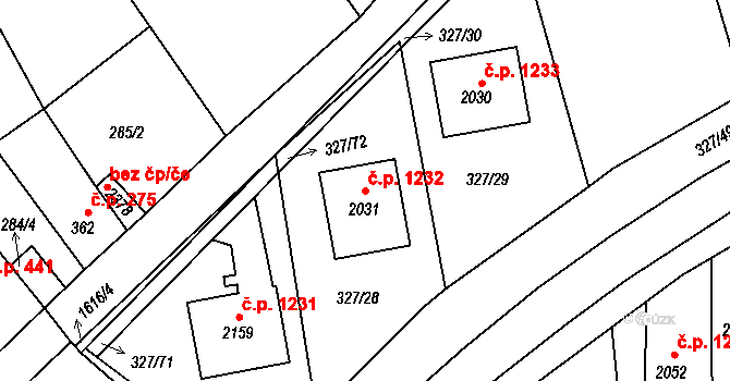 Milevsko 1232 na parcele st. 2031 v KÚ Milevsko, Katastrální mapa