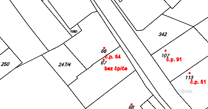 Konětopy 64 na parcele st. 66 v KÚ Konětopy, Katastrální mapa
