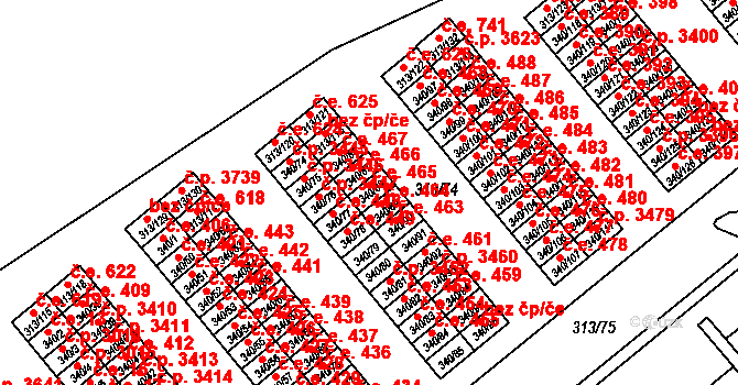 Vyškov-Město 465, Vyškov na parcele st. 340/88 v KÚ Vyškov, Katastrální mapa