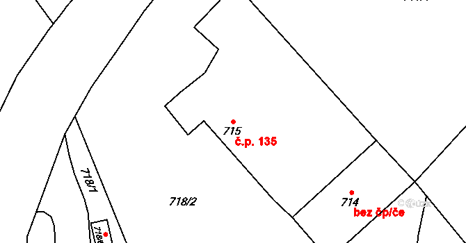 Loučka 135, Nový Jičín na parcele st. 715 v KÚ Loučka u Nového Jičína, Katastrální mapa