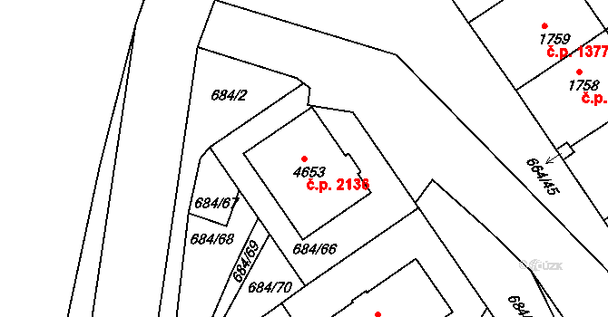 Rakovník II 2136, Rakovník na parcele st. 4653 v KÚ Rakovník, Katastrální mapa