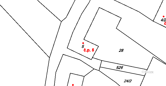 Nízká Lhota 5, Kámen na parcele st. 5 v KÚ Nízká Lhota, Katastrální mapa
