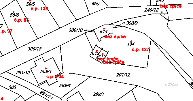 Mratín 89596102 na parcele st. 512 v KÚ Mratín, Katastrální mapa