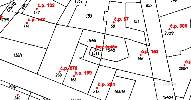 Líbeznice 92349102 na parcele st. 1311 v KÚ Líbeznice, Katastrální mapa
