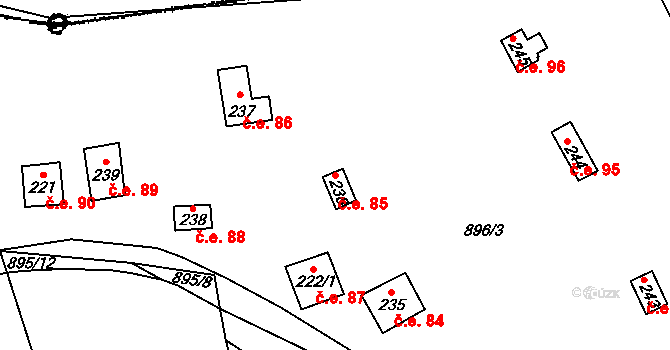Stadice 85, Řehlovice na parcele st. 236 v KÚ Stadice, Katastrální mapa