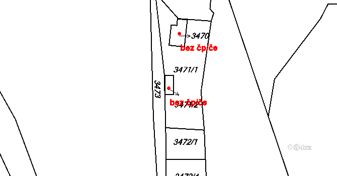 Kadaň 95121102 na parcele st. 3471/2 v KÚ Kadaň, Katastrální mapa