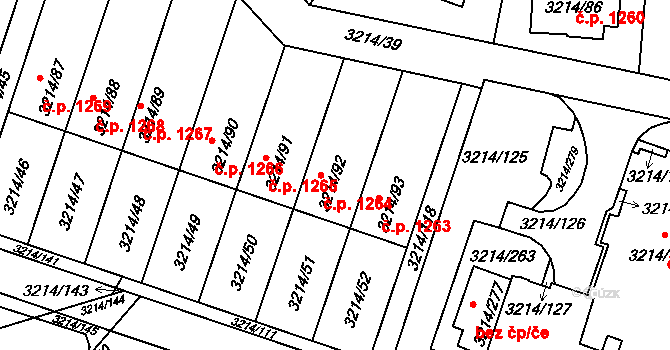 Chotěboř 1264 na parcele st. 3214/92 v KÚ Chotěboř, Katastrální mapa