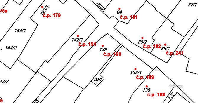 Suchohrdly 190 na parcele st. 139 v KÚ Suchohrdly u Znojma, Katastrální mapa