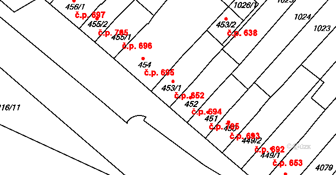 Lipník nad Bečvou I-Město 652, Lipník nad Bečvou na parcele st. 453/1 v KÚ Lipník nad Bečvou, Katastrální mapa