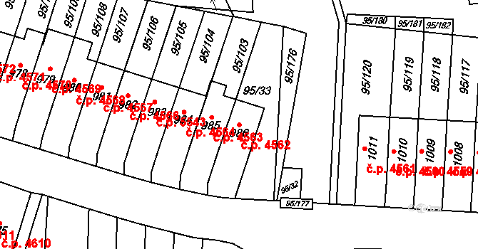 Jihlava 4562 na parcele st. 986 v KÚ Bedřichov u Jihlavy, Katastrální mapa