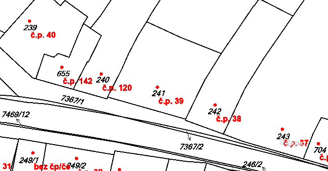 Telč-Štěpnice 39, Telč na parcele st. 241 v KÚ Telč, Katastrální mapa