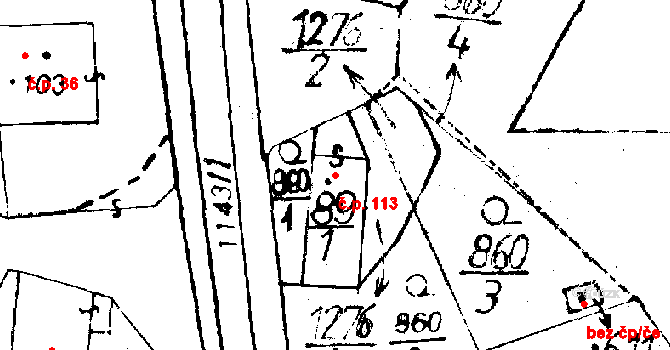 Osek 113 na parcele st. 89/1 v KÚ Osek u Rokycan, Katastrální mapa