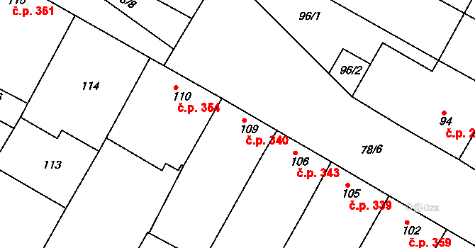 Svatobořice 340, Svatobořice-Mistřín na parcele st. 109 v KÚ Svatobořice, Katastrální mapa